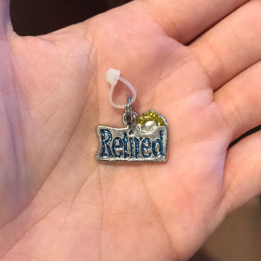 Silvertone Glitter Retired Charm